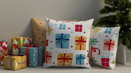 Throw Pillows isometric Cartoon 3D