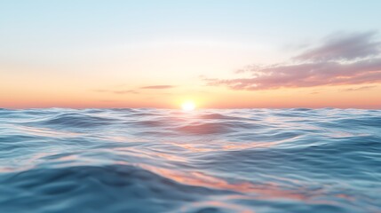 Obraz premium Captivating sunset over serene ocean waves creates a tranquil nature escape experience