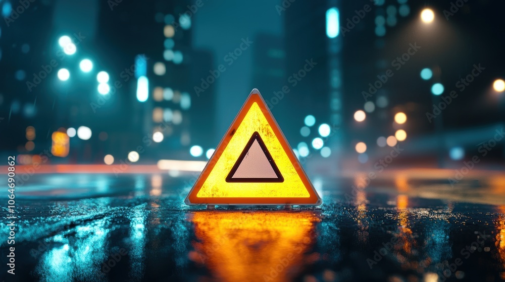 Poster a close up of a bright yellow yield sign, with its distinctive triangular shape and bold lettering c