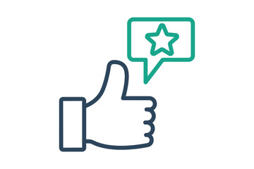 Appreciation icon. line icon style. thumb with chat and star. icon related to motivation. success elements vector illustration