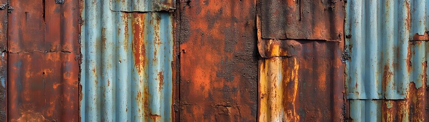 Rusted and Weathered Corrugated Metal Panel