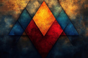 Fototapeta premium Geometric shapes in the form of parallelograms in blue tones with enough space for text below.