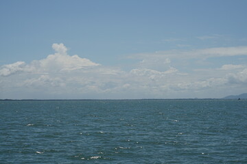 sea, boat, ship, water, ocean, sky, travel, transport, beach, ship, summer, island, cargo, 