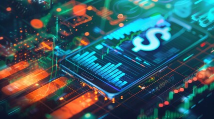 Obraz premium Digital Currency and Financial Growth Visualization