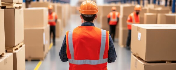 Coordinated Warehouse with Safety Focused Team Efficiently Organizing Tasks and Inventory in an Industrial Workplace Setting