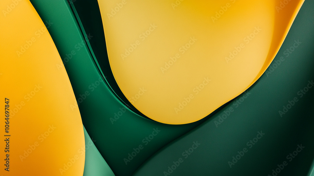 Poster abstract design featuring yellow and green curves blending in a smooth composition