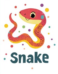 Obraz premium Hand-painted cute cartoon snake pattern