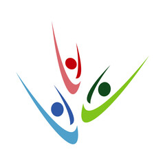 colorful abstract 3 Three people logo design group sign of happy persons community symbol