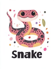 Fototapeta premium Vector Style Cute Cartoon Snake Pattern
