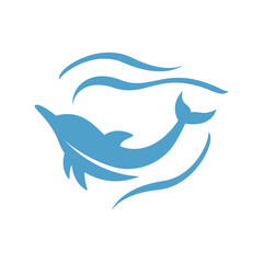 creative dancing dolphin logo design vector illustrations