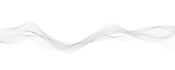 Abstract wave element for design. Digital frequency track equalizer. Stylized line art background. Vector illustration. Wave with lines created using blend tool. Curved wavy line, smooth stripe.