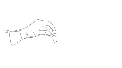 Animated hands playing chess. Chess concept one-line drawing