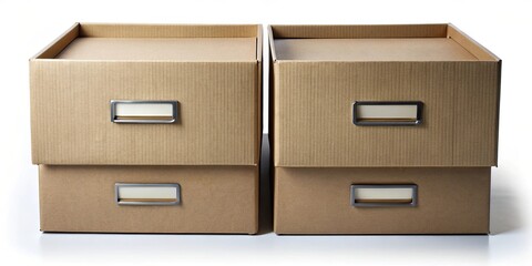 Two open boxes in the archive , storage, organization, cardboard, files, documents, office, supplies, paperwork, box