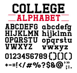 Obraz premium Sport college alphabet fonts silhouette