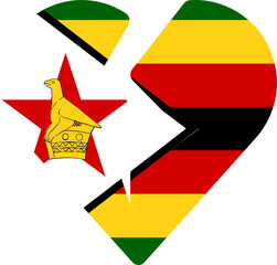 Zimbabwe Flag On Broken Heart Icon