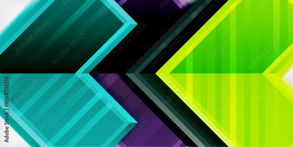 Poster Arrow symbols created with 3d effects and line texture geometric abstract background