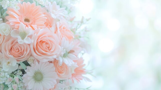 Elegant bouquet of pink and white roses, celebration of beauty purity in floral design