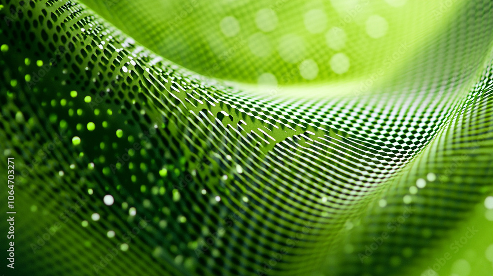 Poster abstract green textile pattern showcasing smooth curves and texture