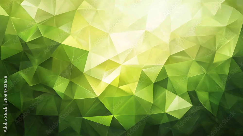 Poster A vibrant green abstract pattern with triangular shapes, creating a fresh and energetic atmosphere