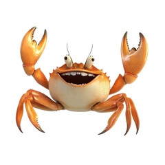 Joyful Crab Illustration, vibrant cartoon depiction of a cheerful crab waving, showcasing playful colors and dynamic character design.