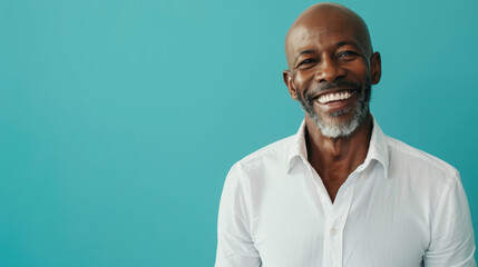Joyful African American man with a beaming smile and stylish beard