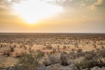 Namibia, Erongo Region, Etosha National Park, Dawn over the Ethosa Pan