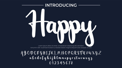 Obraz premium Happy Font Stylish brush painted an uppercase vector letters, alphabet, typeface