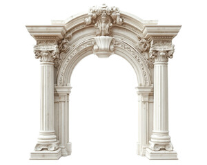 Isolated arch doorway on a white background, showcasing intricate design and elegant structure, ideal for architectural studies and presentations