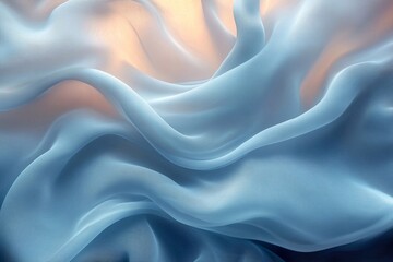 Obraz premium Wavy lines that flow smoothly into each other in shades of blue and gray with space for text in the center.