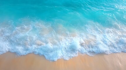 Experience the tranquil beauty of ocean waves gently lapping against the sandy shoreline