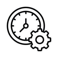Gear with clock concept icon of time management