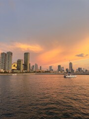 Colombo Port City, Sri Lanka in the evening sunset