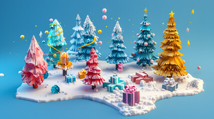 Tinsel isometric Cartoon 3D