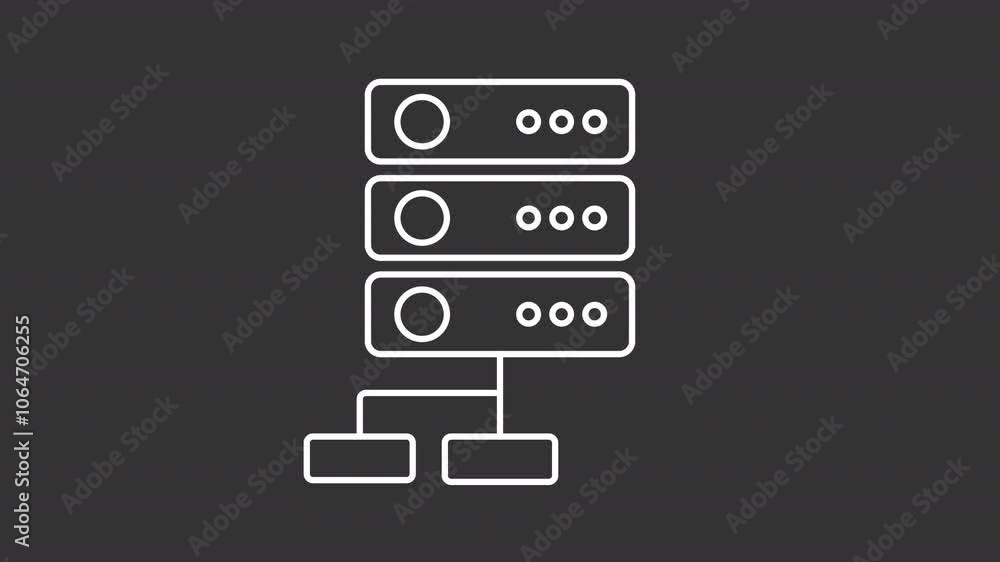 Poster data structure white line animation. database animated icon. brackets showing up. hierarchy informat