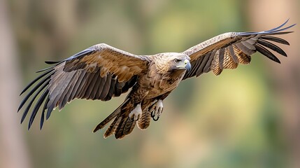 Obraz premium Majestic eagle soars through the sky showcasing its powerful wings and graceful flight