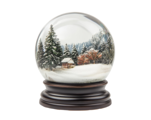 Winter wonderland snow globe featuring a serene snowy landscape, delicate details, enchanting holiday charm, perfect for seasonal decor