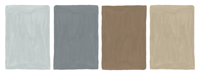 Paint brush texture shape set. Textured art drawn templates with strokes. Hand painted artistic gouache elements on transparent background. Abstract neutral painting in grey, beige, brown colors