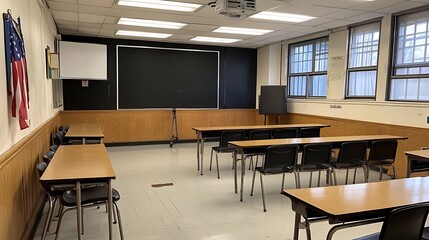 Empty Classroom Ready for Students