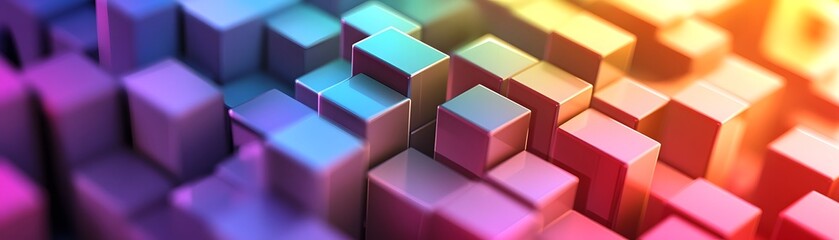 Obraz premium Abstract Colorful 3D Geometric Shapes Pattern