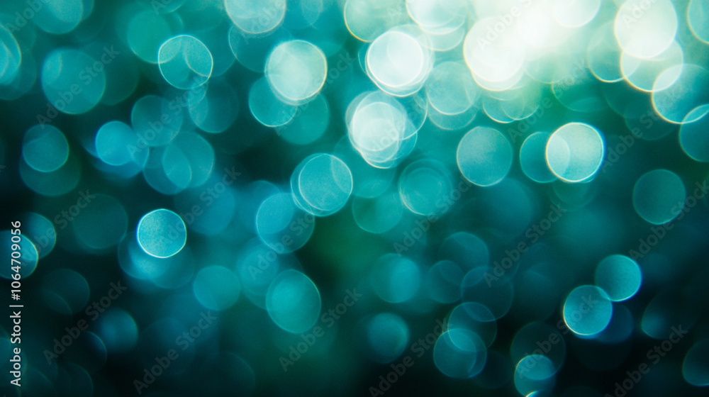 Poster soft turquoise bokeh light creates a serene and tranquil atmosphere in an abstract background