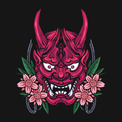 demon oni with sakura design