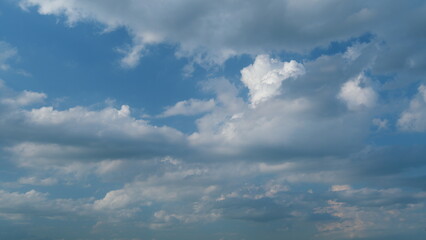 Obraz premium Beautiful heaven with dramatic light. Massive thunderstorm moves with cumulus clouds. Timelapse.
