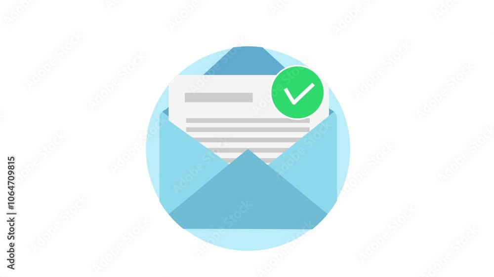 Poster emails sent successfully icon animation on white background. message done with checkmark
