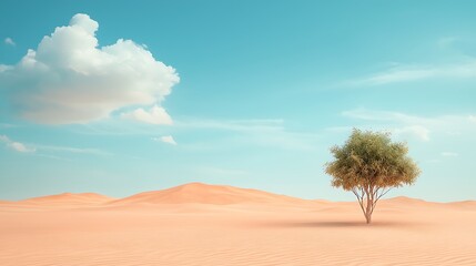 Fototapeta premium Explore the tranquil beauty of a solitary tree amidst the vast desert landscape