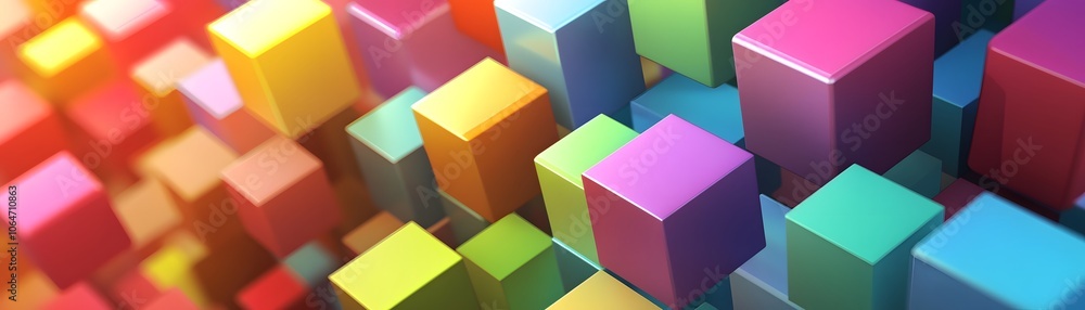 Poster abstract colorful geometric pattern of 3d cubes