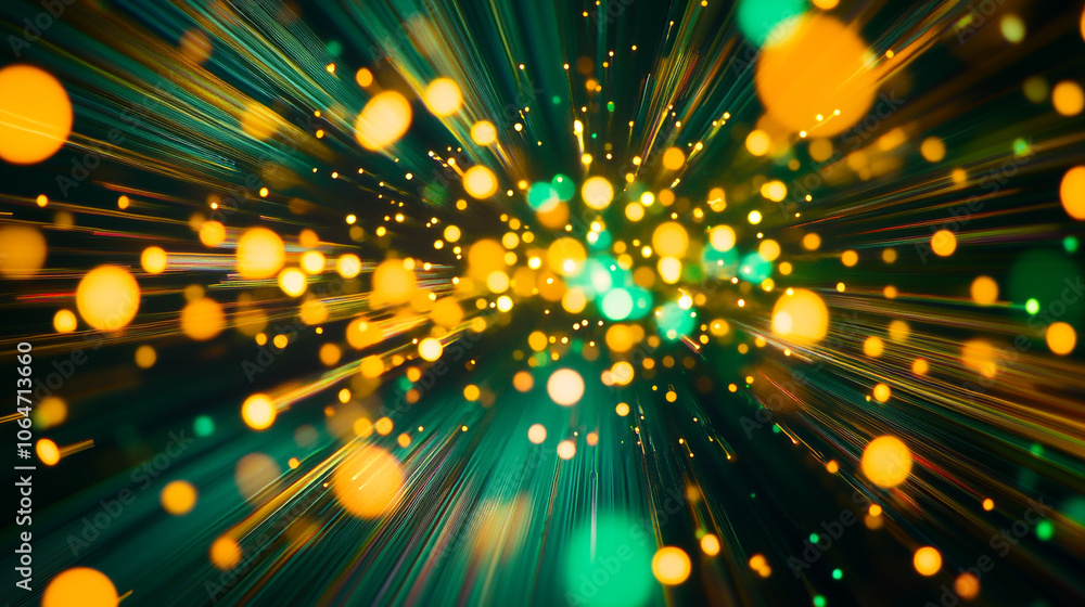Poster colorful bursts of light and energy create a dynamic abstract display in a dark background