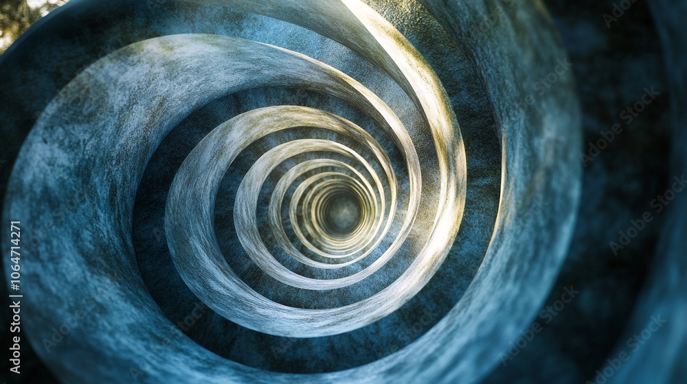 Aufkleber a captivating spiral tunnel illuminated by soft light in a serene forest setting during the day