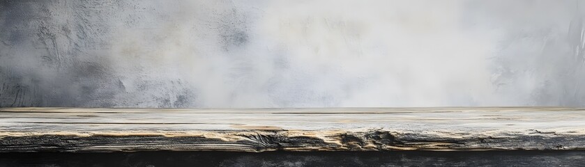 Weathered Wooden Plank Against a Textured Wall