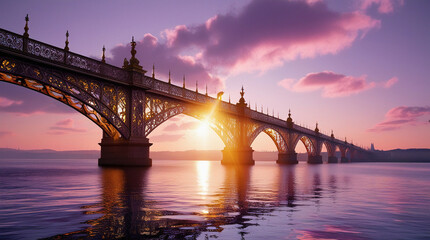 Naklejka premium Elegant Bridge at Daybreak