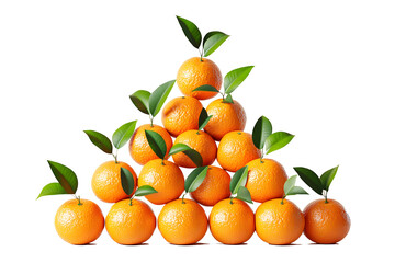 tangerines with leaves with transparent background, PNG file